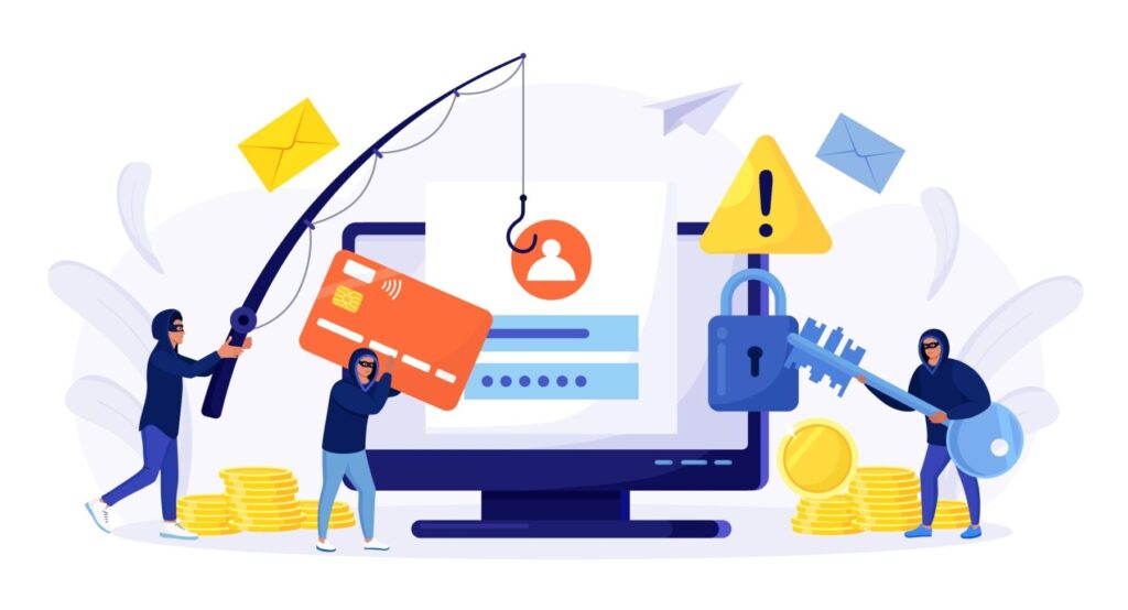 Rappresentazione grafica del phishing e delle frodi online